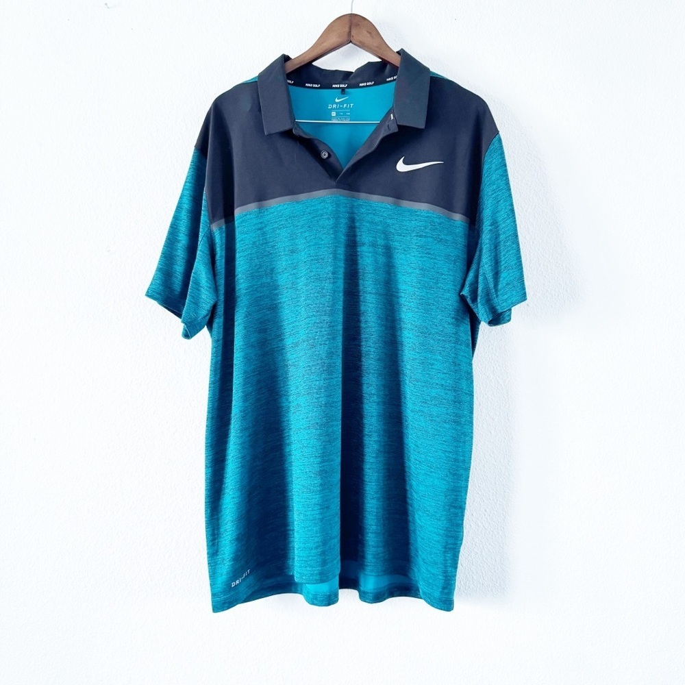 NIKE Tiger Woods Dry Blocked Golf Polo Shirt Swoosh Logo Blustery XXL Men’s NEW - Picture 4 of 10